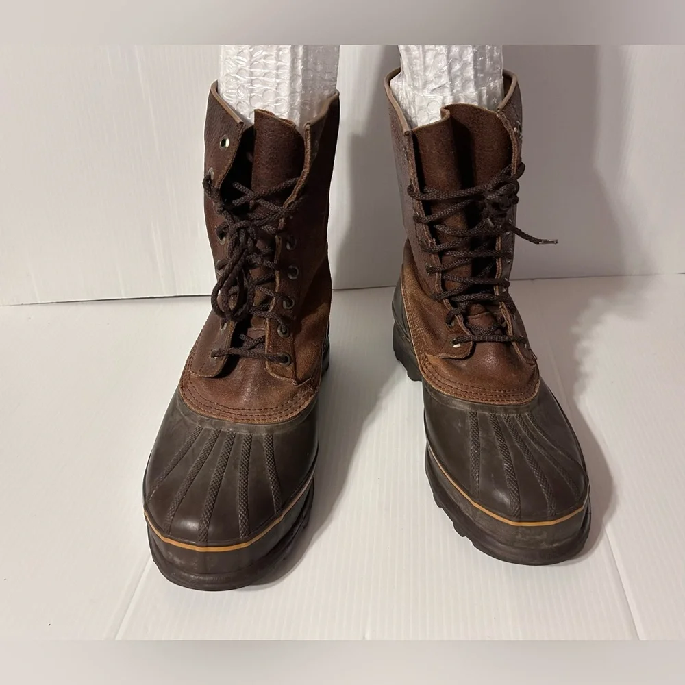 SOREL Maverick low brown leather lace up rain snow boot men size 10